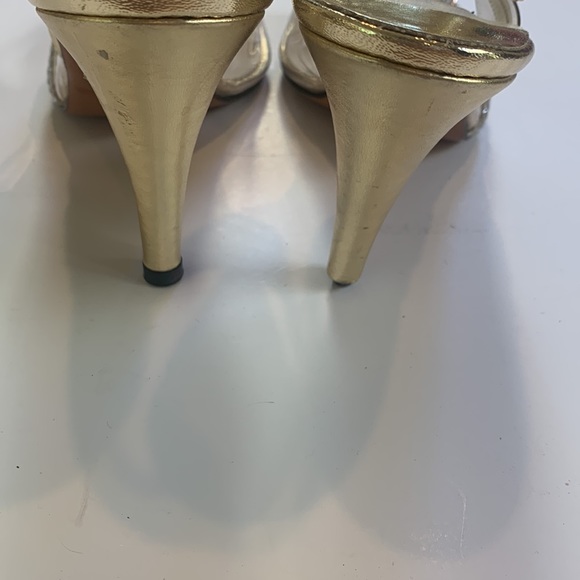 Size 6 Nordstrom Amano clear peep toe gold heels - Picture 5 of 6